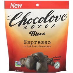 Chocolove, Bites, Espresso in 55% Dark Chocolate, 3.5 oz (100 g)