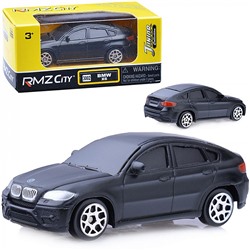 344002SM черн Машина RMZ City 1:64 BMW X6 без механизмов металлическая ( цвет черный матовый)
