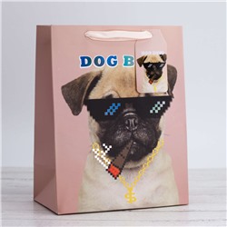 Пакет подарочный (S) "Thug life", dog pink (18*23*10)