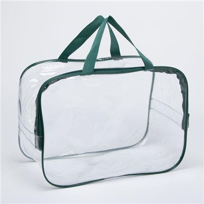 Косметичка-сумочка, отдел на молнии, с ручками, цвет зелёный