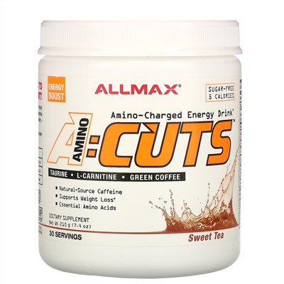 ALLMAX Nutrition, AMINOCUTS (ACUTS), Amino-Charged Energy Drink, Sweet Tea, 7.4 oz (210 g)