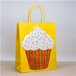 Пакет подарочный (M) "Big cake sweet", yellow (26*32*12)