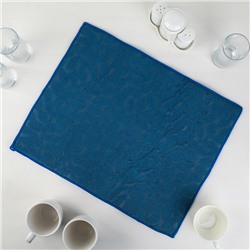 Салфетка для сушки посуды Доляна «Папоротник», 38×50 см, микрофибра, цвет синий