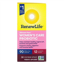 Renew Life, Ultimate Flora, Women's Care Probiotic, 90 Billion Live Cultures, 30 Vegetarian Capsules