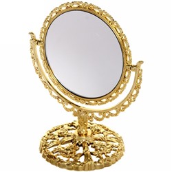 Зеркало настольное в пластиковой оправе "Версаль - Круг", цвет золото, двухстороннее, 18см
