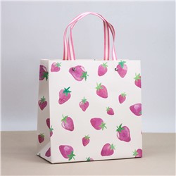 Пакет подарочный (XS) "Strawberry many", white (22*22*10)