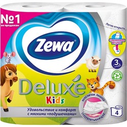 Туалетная бумага Zewa Deluxe Kids (Зева Делюкс Кидс), 3-слойная, 4 рулона