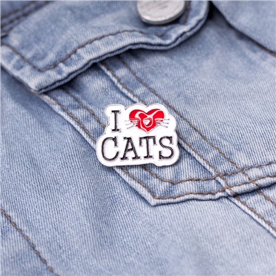 Значок "I love cats", white