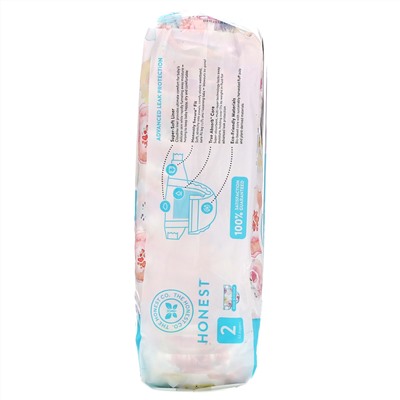 The Honest Company, Honest Diapers Size 2, 12-18 Pounds, Rose Blossom, 32 Diapers