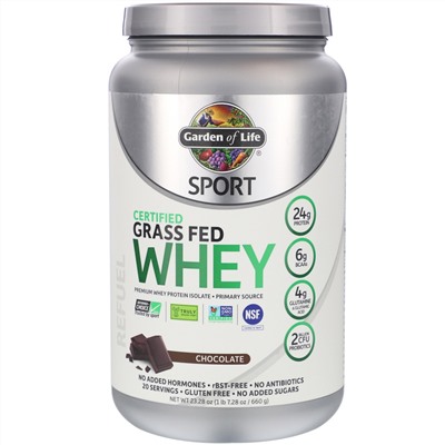 Garden of Life, Sport, Certified Grass Fed Whey, Refuel, Chocolate, 23.28 oz (660 g)