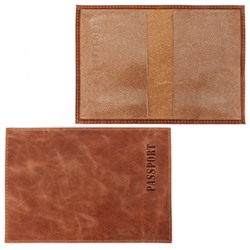 Обложка для паспорта Premier-О-8 натуральная кожа коричневый св.пулл-ап (40) 203920