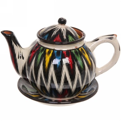 Набор чайный (блюдо, чайник, пиала 6шт) Атлас Риштанская керамика