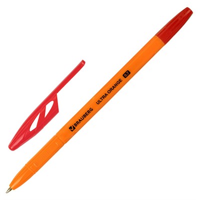 Ручка шариковая Brauberg (Брауберг) Ultra Orange, красная, пишущий узел 0,7 мм, линия письма 0,35 мм