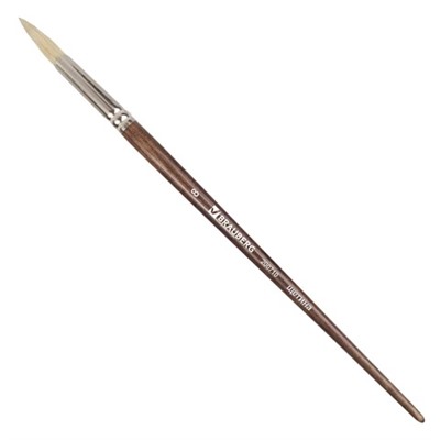 Кисть художественная профессиональная BRAUBERG ART “CLASSIC“, щетина, круглая, № 8, длинная ручка