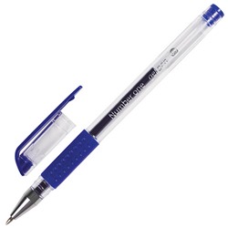 Ручка гелевая с грипом Brauberg (Брауберг) Number one, синяя, узел 0,5 мм, линия письма 0,35 мм