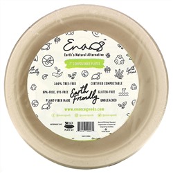 Earth's Natural Alternative, 7' Compostable Plates, 50 Pack