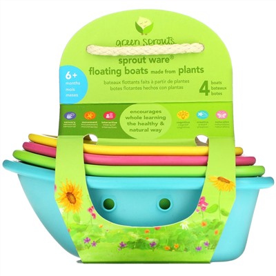 Green Sprouts, Sprout Ware Floating Boats,  6+ Months, Multicolor, 4 Count