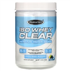 Muscletech, ISO Whey Clear, Ultra-Pure Protein Isolate, Lemon Berry Blizzard, 1.10 lbs (503 g)