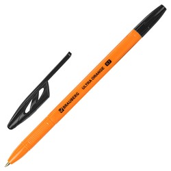 Ручка шариковая Brauberg (Брауберг) Ultra Orange, чёрная, пишущий узел 0,7 мм, линия письма 0,35 мм