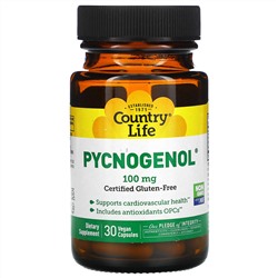 Country Life, Pycnogenol, 100 мг, 30 веганских капсул