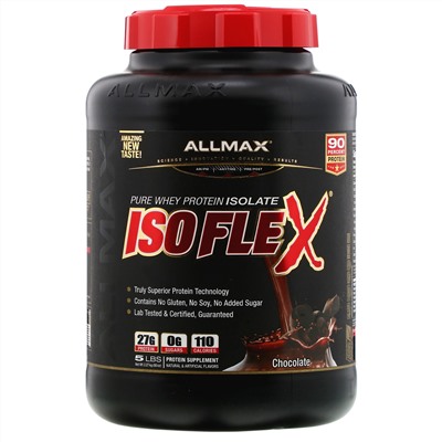 ALLMAX Nutrition, Isoflex, чистый изолят сывороточного белка (фильтрация заряженными ионными частицами), со вкусом шоколада, 2,27 кг (5 фунтов)