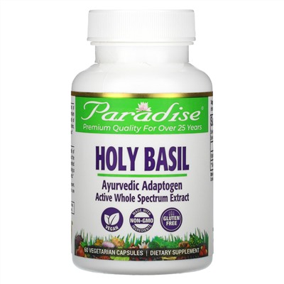 Paradise Herbs, Organics, Holy Basil, 60 Vegetarian Capsules