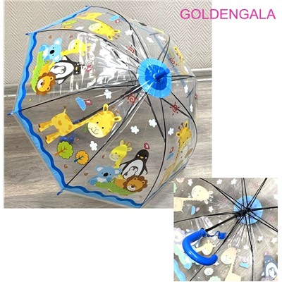 Зонт детский прозрачный с аппликацией п/автомат (Глубокий купол). Арт 603/2