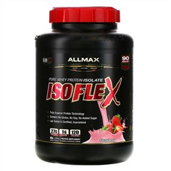 ALLMAX Nutrition, Isoflex, 100% ультра чистый изолят сывороточного протеина (технология ионной фильтрации), клубника, 5 фунтов (2,27 кг)