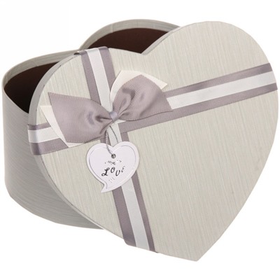 Коробка подарочная "От всего сердца", цвет серый, 20.5*23*11.5 см