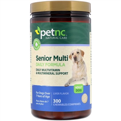 petnc NATURAL CARE, Senior Multi Daily Formula, Liver Flavor, Adult Dog, 300 Chewables