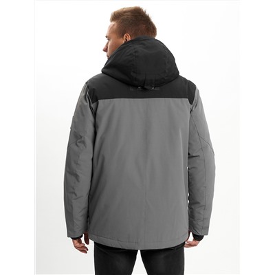 Молодежная зимняя куртка мужская серого цвета 2155Sr