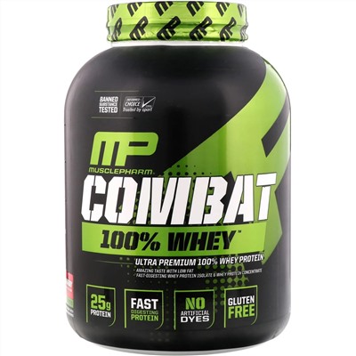 MusclePharm, Combat 100% сывороточный протеин, клубника, 80 унции (2269 г)