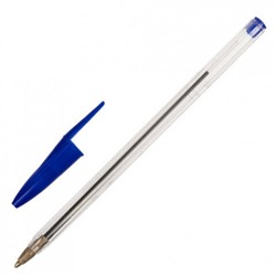 Ручка шариковая STAFF Basic Budget, письмо 500 м, СИНЯЯ, длина корпуса 13,5 см, линия письма 0,5 мм