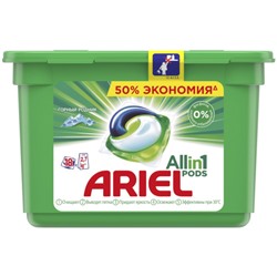 Гель для стирки в растворимых капсулах автомат Ariel Pods All in 1 Горный родник (Ариэль), 18 шт*25,2 г