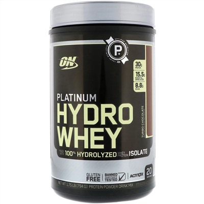 Optimum Nutrition, Platinum Hydro Whey, турбо-шоколад, 795 г (1,75 фунта)