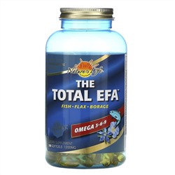 Health From The Sun, The Total EFA, омега-3, 6, 9, 1200 мг, 180 капсул