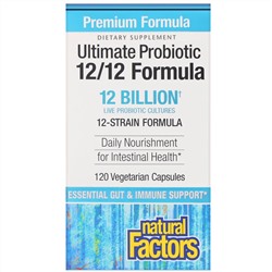 Natural Factors, Ultimate Probiotic, 12/12 Formula, 12 миллиардов КОЕ, 120 растительных капсул
