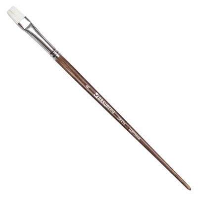 Кисть художественная профессиональная BRAUBERG ART “CLASSIC“, щетина, плоская, № 6, длинная ручка