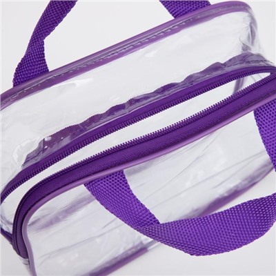 Косметичка-сумка ПВХ, 21*7*17, отд на молнии, с ручками, фиолетовый
