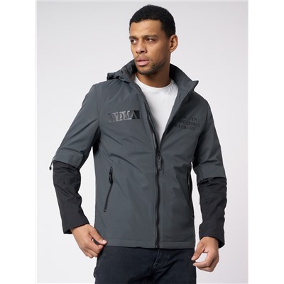 Куртка мужская с капюшоном темно-серого цвета 88601TC