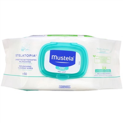 Mustela, Baby, Stelatopia Replenishing Cleansing Wipes, 50 Wipes