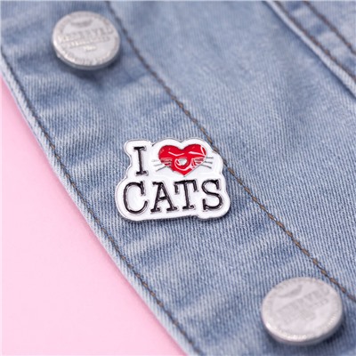 Значок "I love cats", white