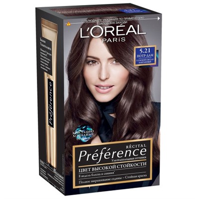 Краска для волос L`Oreal (Лореаль) Recital Preference, тон 5.21 - Нотр-Дам Глубокий светло-каштановый