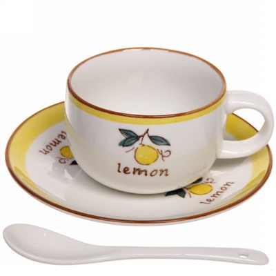 Набор чайный керамический "Lemon classic" (чайник 500мл+2кружки+2блюдца)