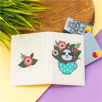 Держатель для карт-книжка "Sloth with flowers" (7 х 10 см)