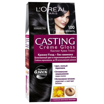 Краска для волос L'Oreal (Лореаль) Casting Creme Gloss, тон 100 - Черная ваниль