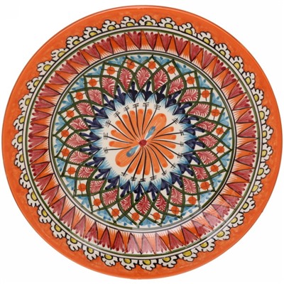 Тарелка плоская 28см оранжевая Риштанская Керамика