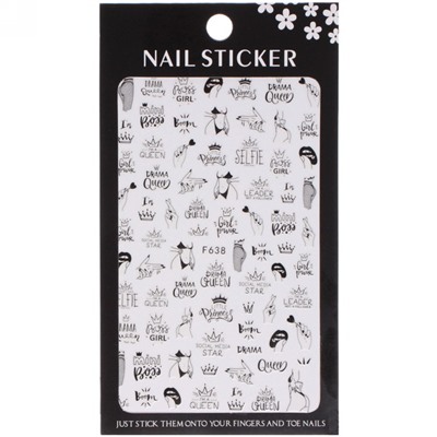 Наклейки переводные для нейл-арта "Nail Art Design", черные узоры, микс 3 дизайна, 15*8,5см