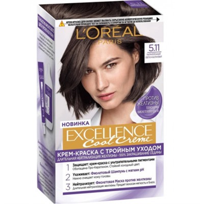 Краска для волос L`Oreal (Лореаль) Excellence (Экселленс), оттенок 5/11 Светло-каштановый