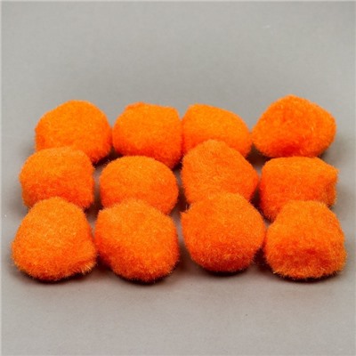 Набор текстильных деталей для декора «Бомбошки» 12 шт. набор, размер 1 шт: 3 см, цвет оранжевый